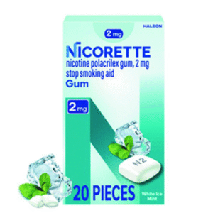 Nicorette Nicotine Gum 2mg White Ice Mint 20 Ct